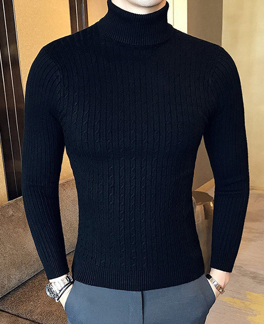 Plain Cable Knit Long Sleeve Sweater