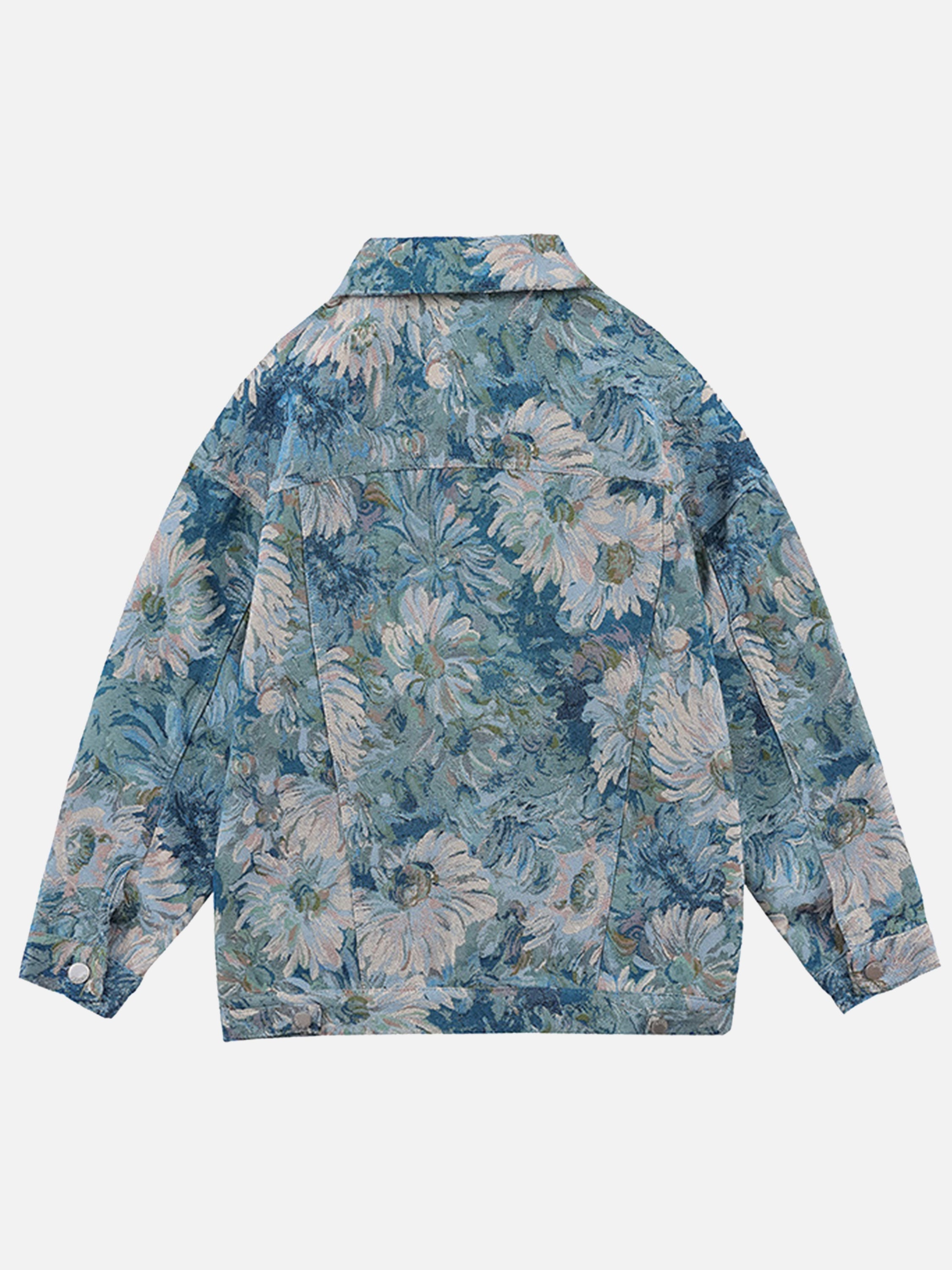 The Vimiaparty Oil Painting Jacquard Flower Denim Jacket