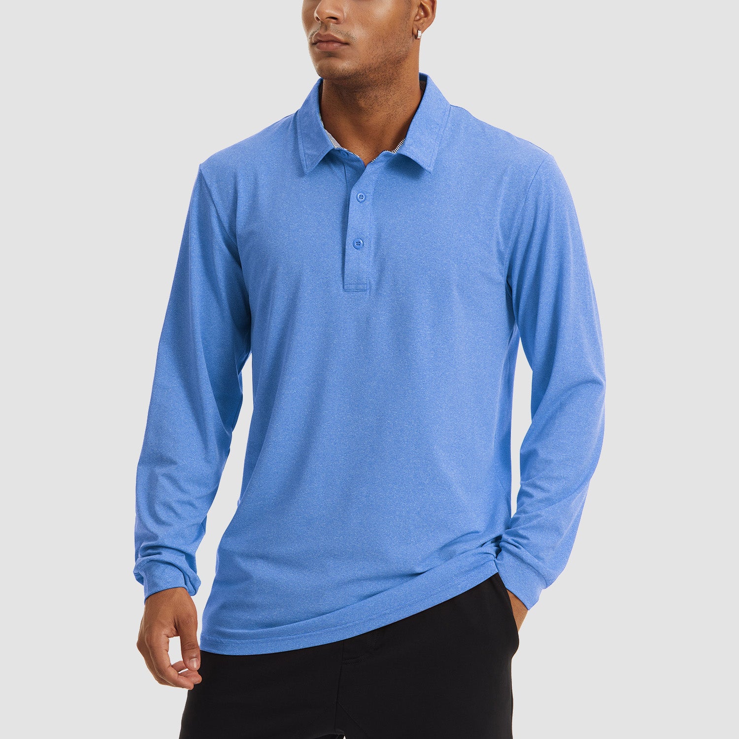 Men's Polo Shirts Long Sleeve Golf Shirts Quick Dry Performance Pique Jersey Sport
