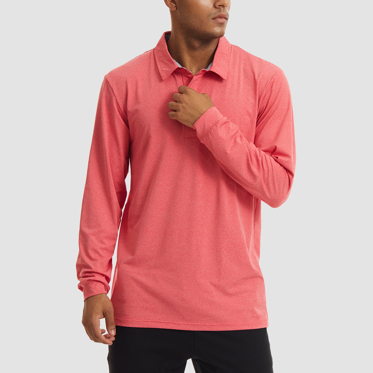 Men's Polo Shirts Long Sleeve Golf Shirts Quick Dry Performance Pique Jersey Sport