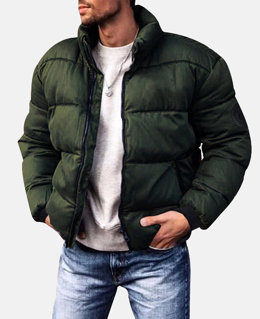 Solid Zip Up Stand Up Coat