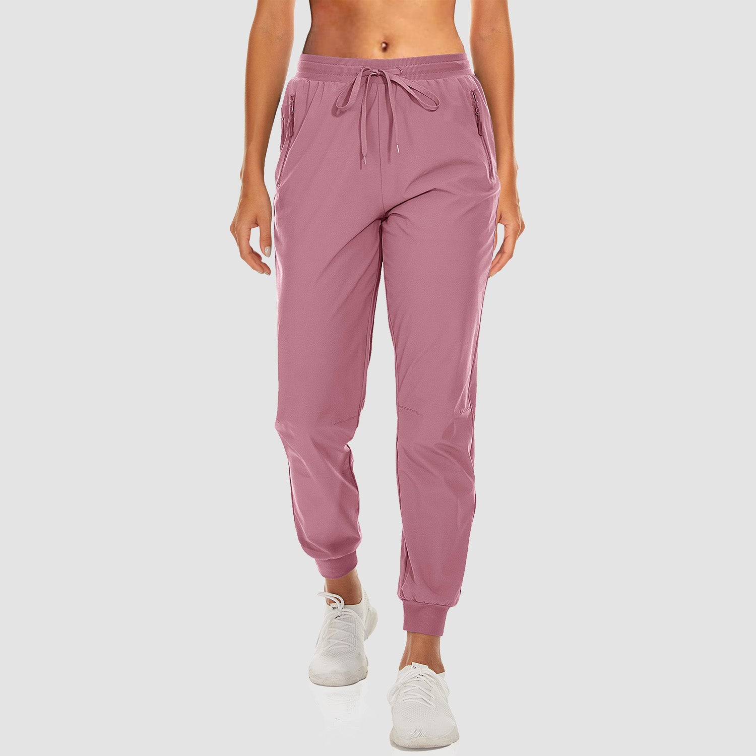 Women's Athletic Pants Lightweight Stretch Casual Pants Running Gym Workout Yoga Pants with Zipper Pockets