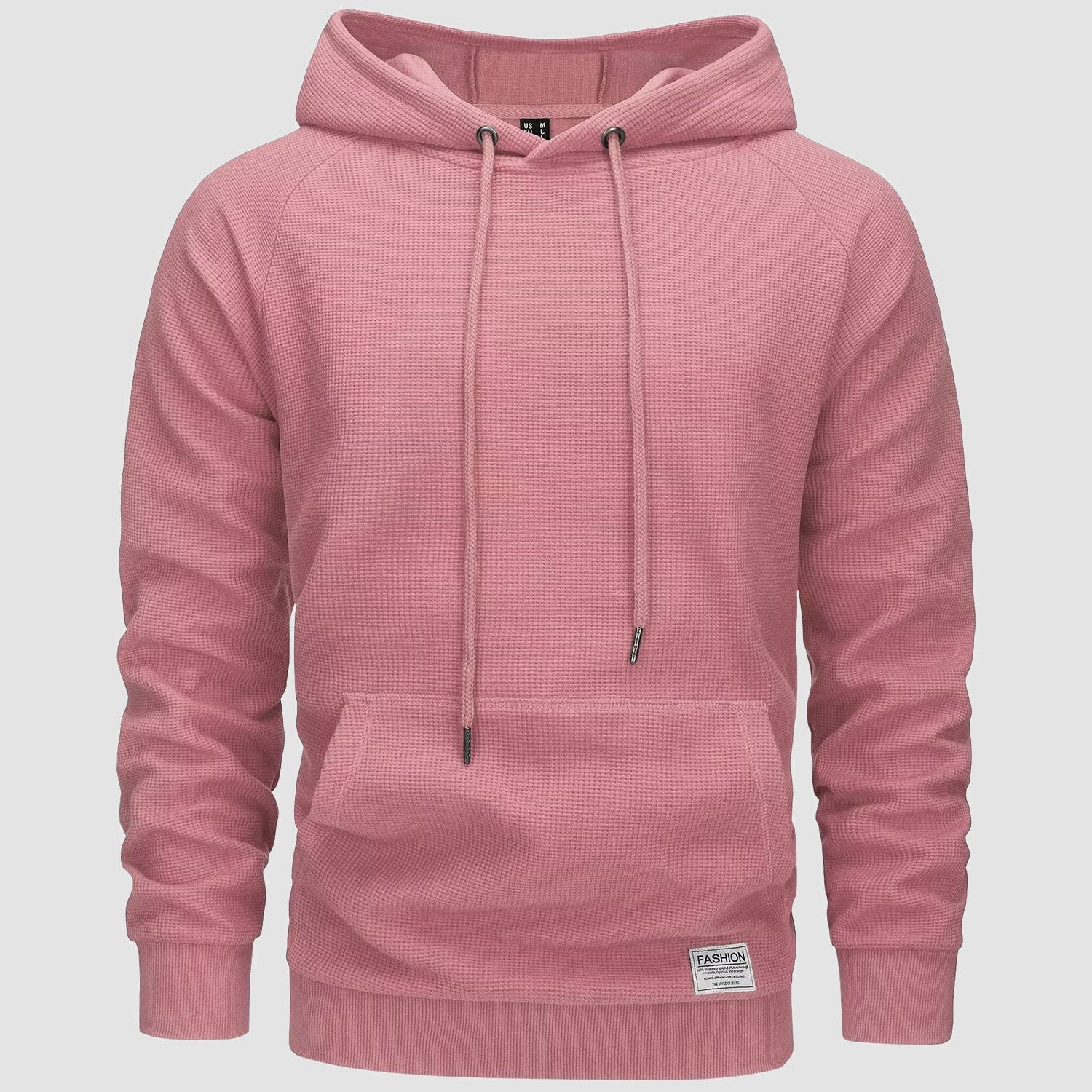 Men's Pullover Hoodies Waffle Knit Long Sleeve Drawstring Casual Active Hooded Sweatshirts with Kangaroo Pockets