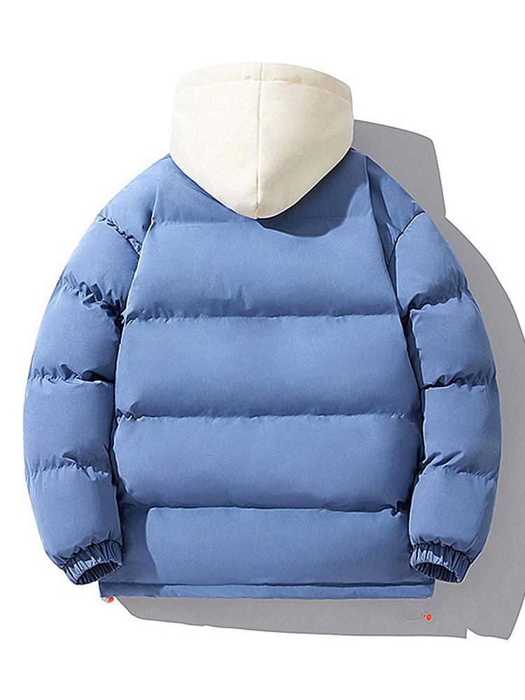 Contrast Hooded Puffer Coat