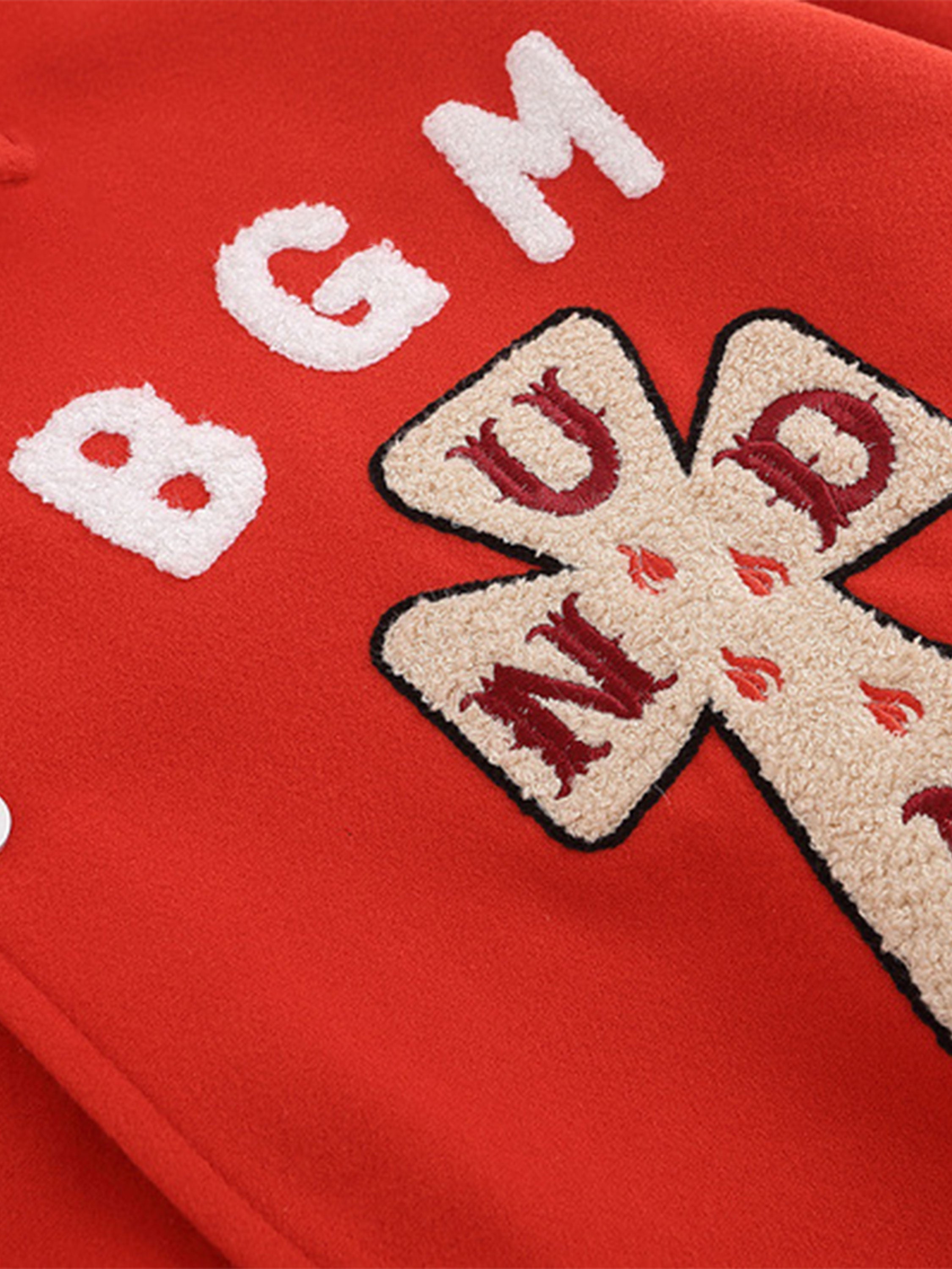 The Vimiaparty American Retro Hip-hop Flocked Letters Baseball Jacket