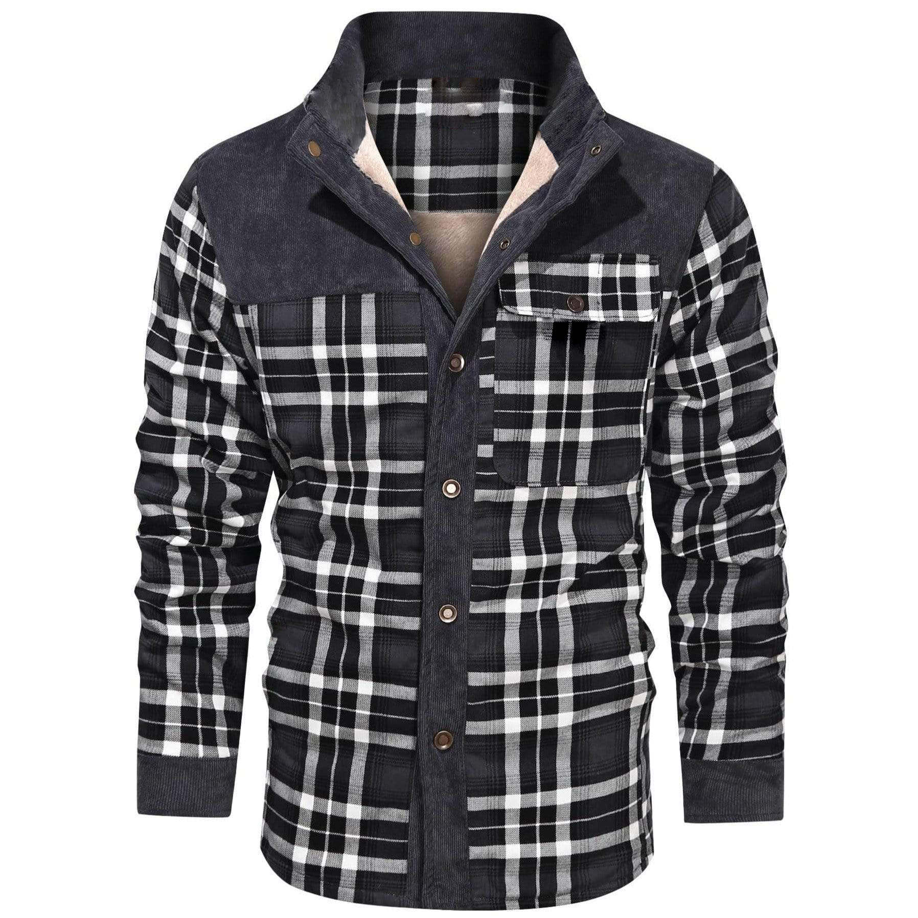 Men's Retro Check Pattern Stitching Warm Wanderer Jacket