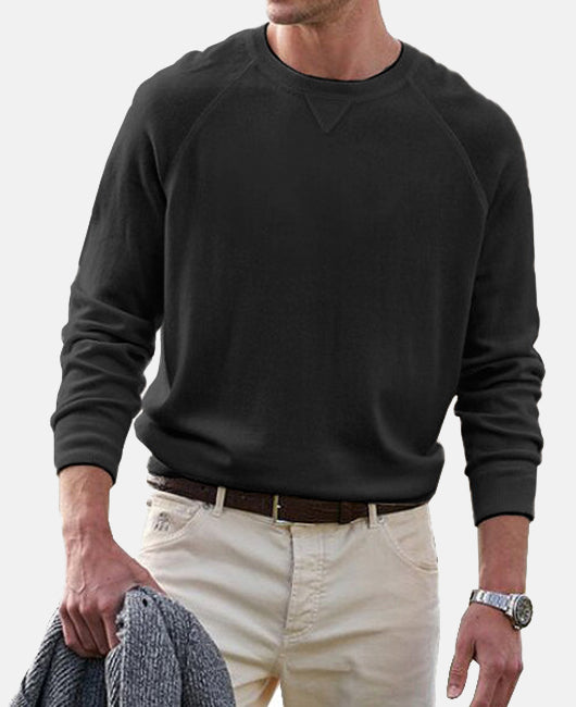 Basic Plain Round Neck Long Sleeve Sweatshirt