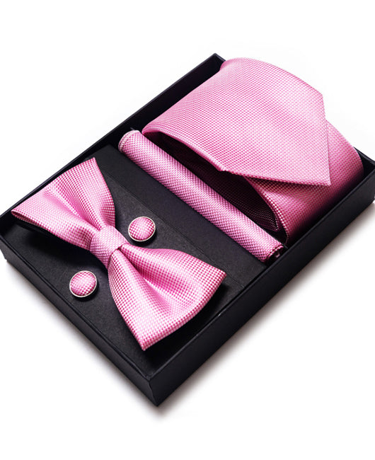 Business Allover Print Tie & Scarves & Cufflinks & Bow Tie 4Ps Set