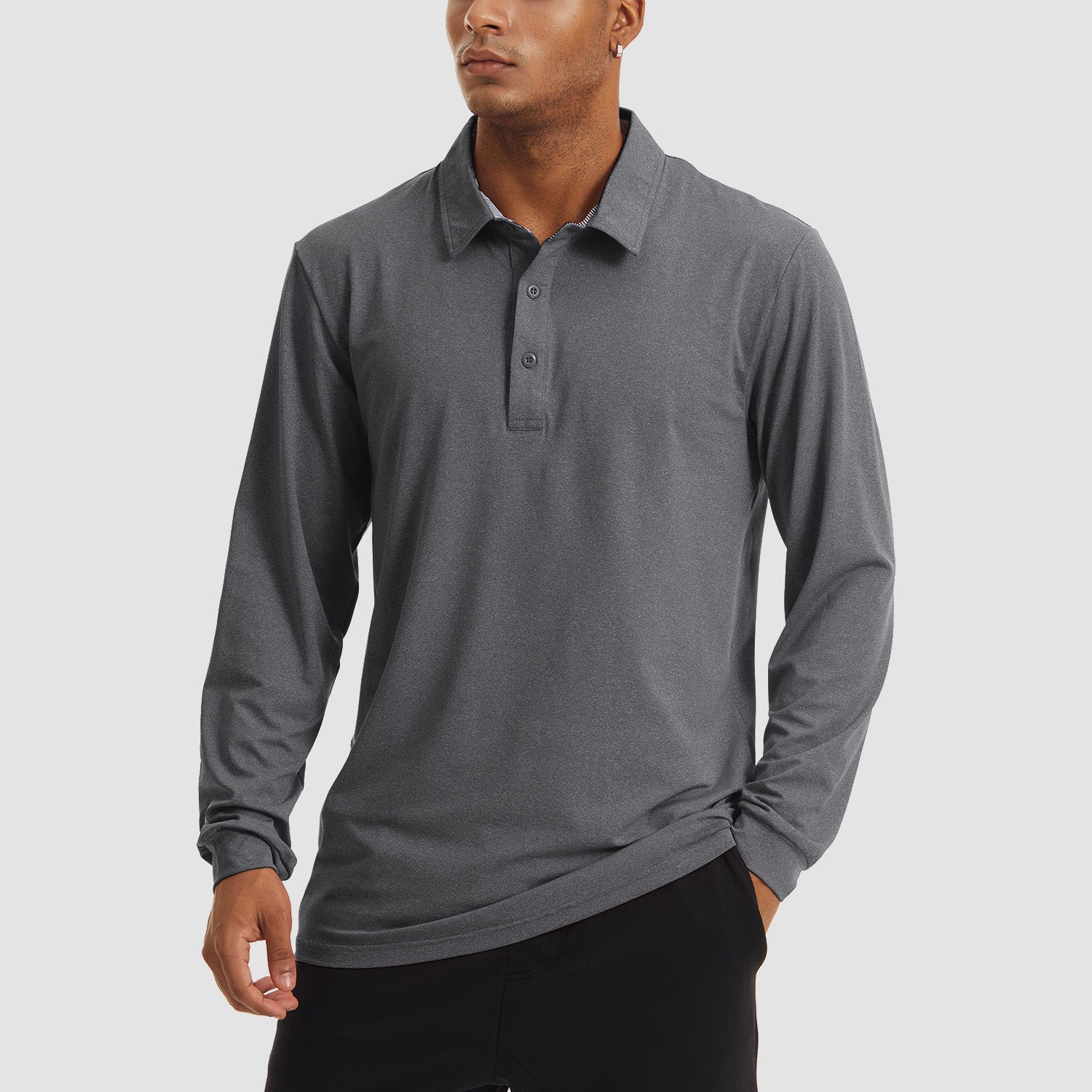 Men's Polo Shirts Long Sleeve Golf Shirts Quick Dry Performance Pique Jersey Sport