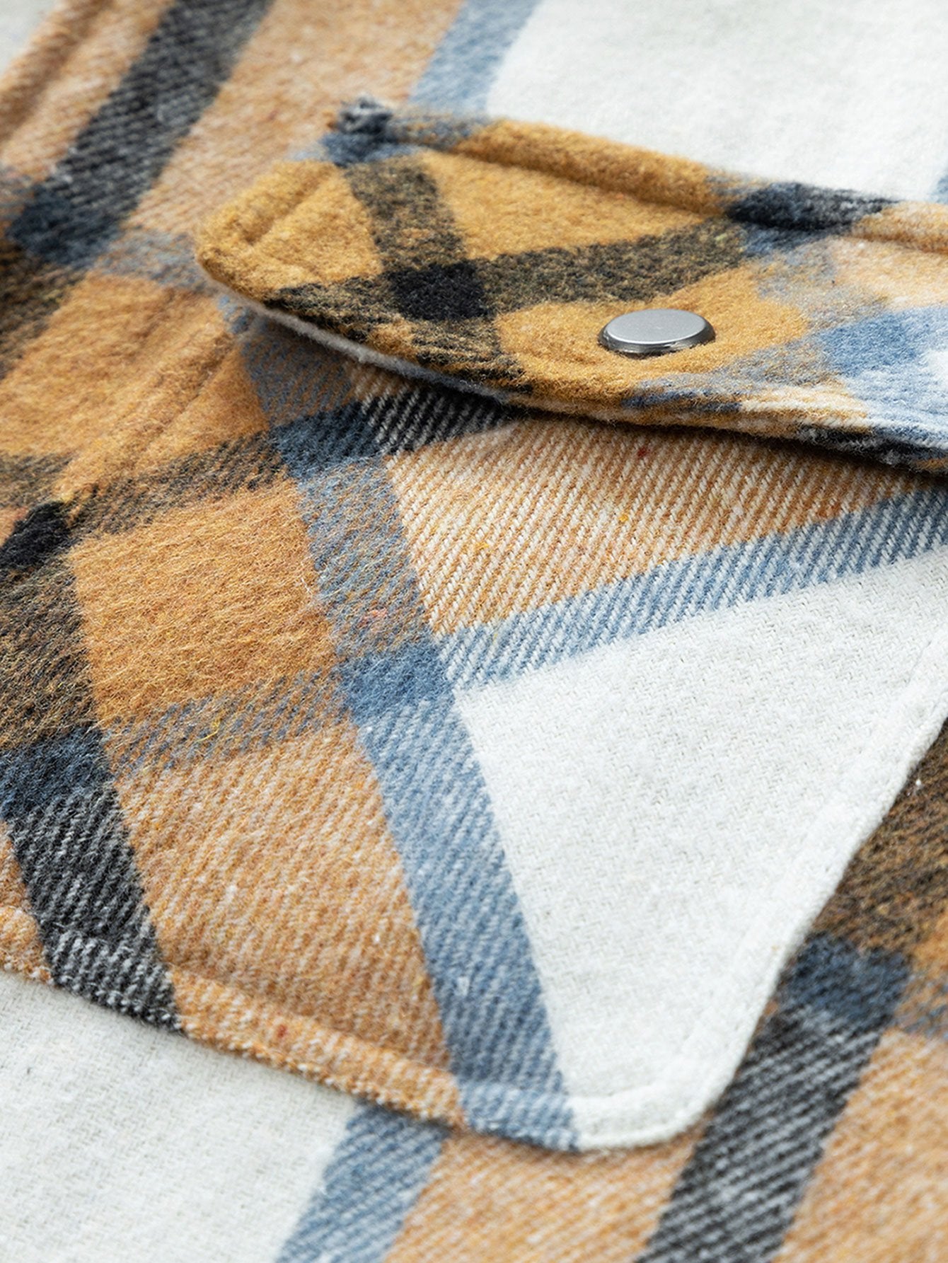 Teddy Fleece Lined Detachable Hooded Flannel Plaid Coat