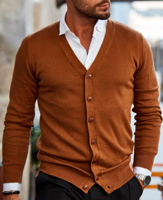 Plain Casual Button Up Knit Cardigan