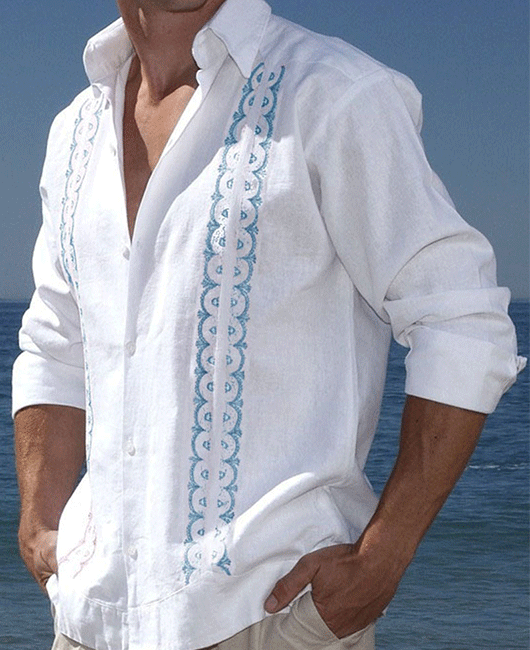 Casual Plain Calico Button Lapel Collar Long Sleeve Shirt