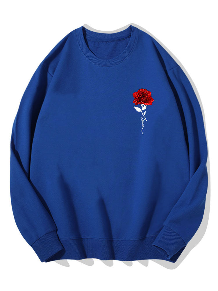 Red Rose Print Cotton Sweatshirt