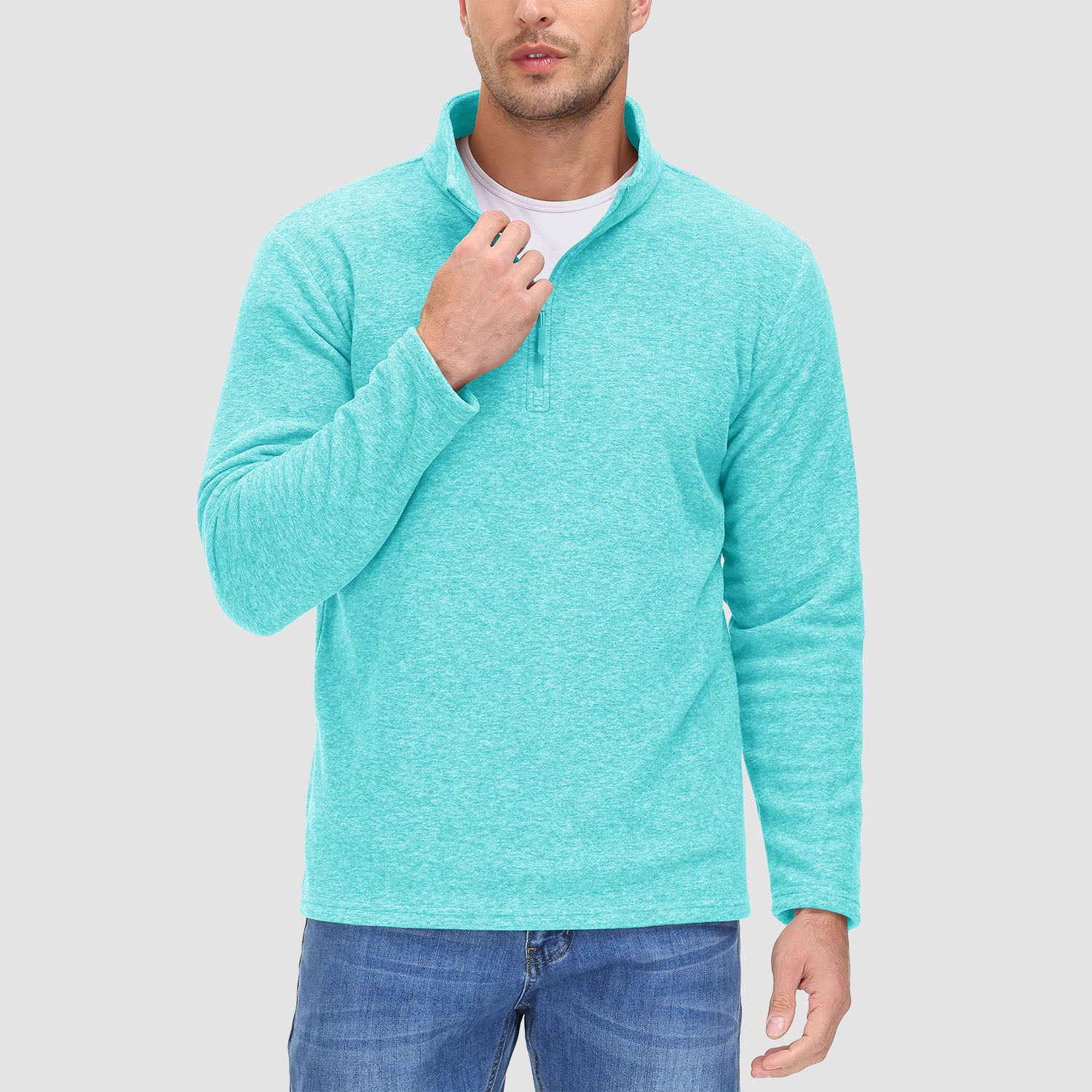 Men's Shirt 1/4 Zip Fleece Pullover Sweater Long Sleeve Sweatshirts Athletic Shirt