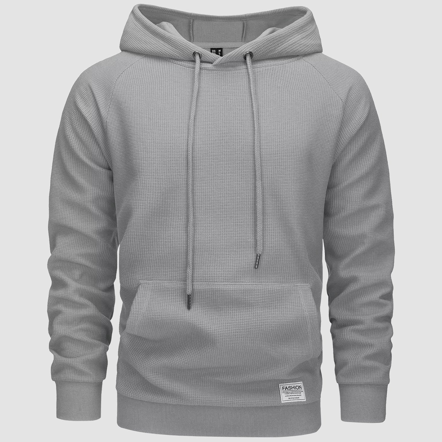 Men's Pullover Hoodies Waffle Knit Long Sleeve Drawstring Casual Active Hooded Sweatshirts with Kangaroo Pockets