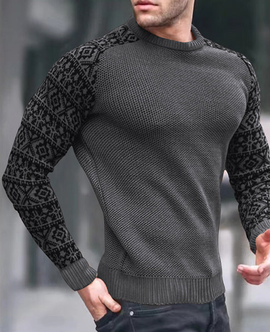 Contrast Geo Panel Waffle Knit Top