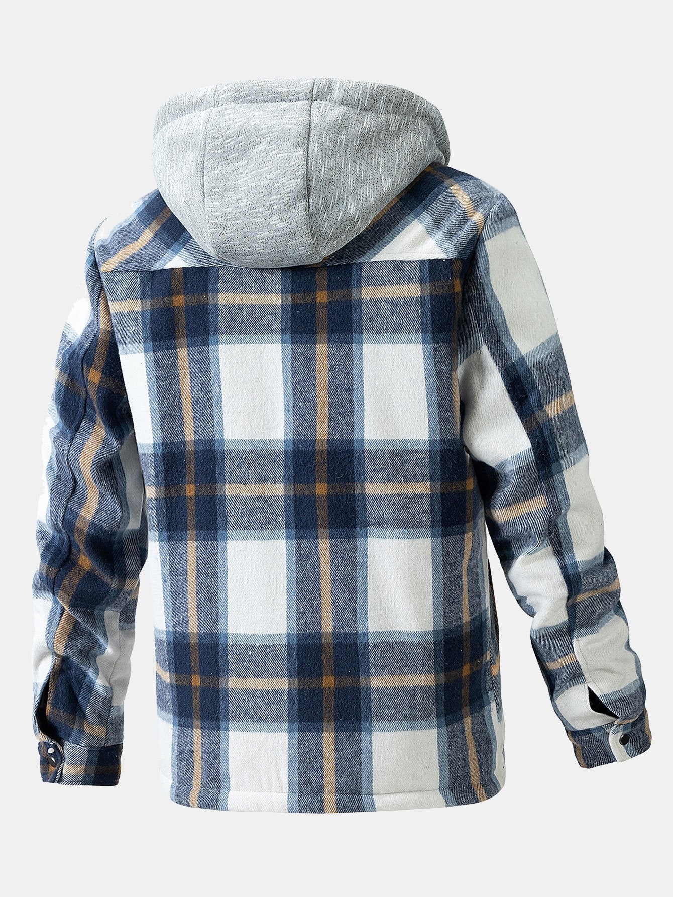 Teddy Fleece Lined Detachable Hooded Flannel Plaid Coat