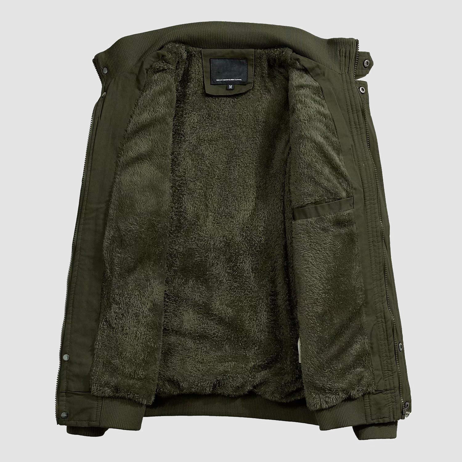 Men's Jacket Winter Military Cargo Work Jacket with 5 Pockets Fleece Lined Thicken Warm Coat