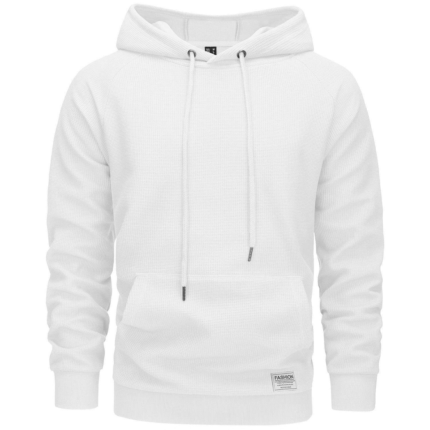 Men's Pullover Hoodies Waffle Knit Long Sleeve Drawstring Casual Active Hooded Sweatshirts with Kangaroo Pockets