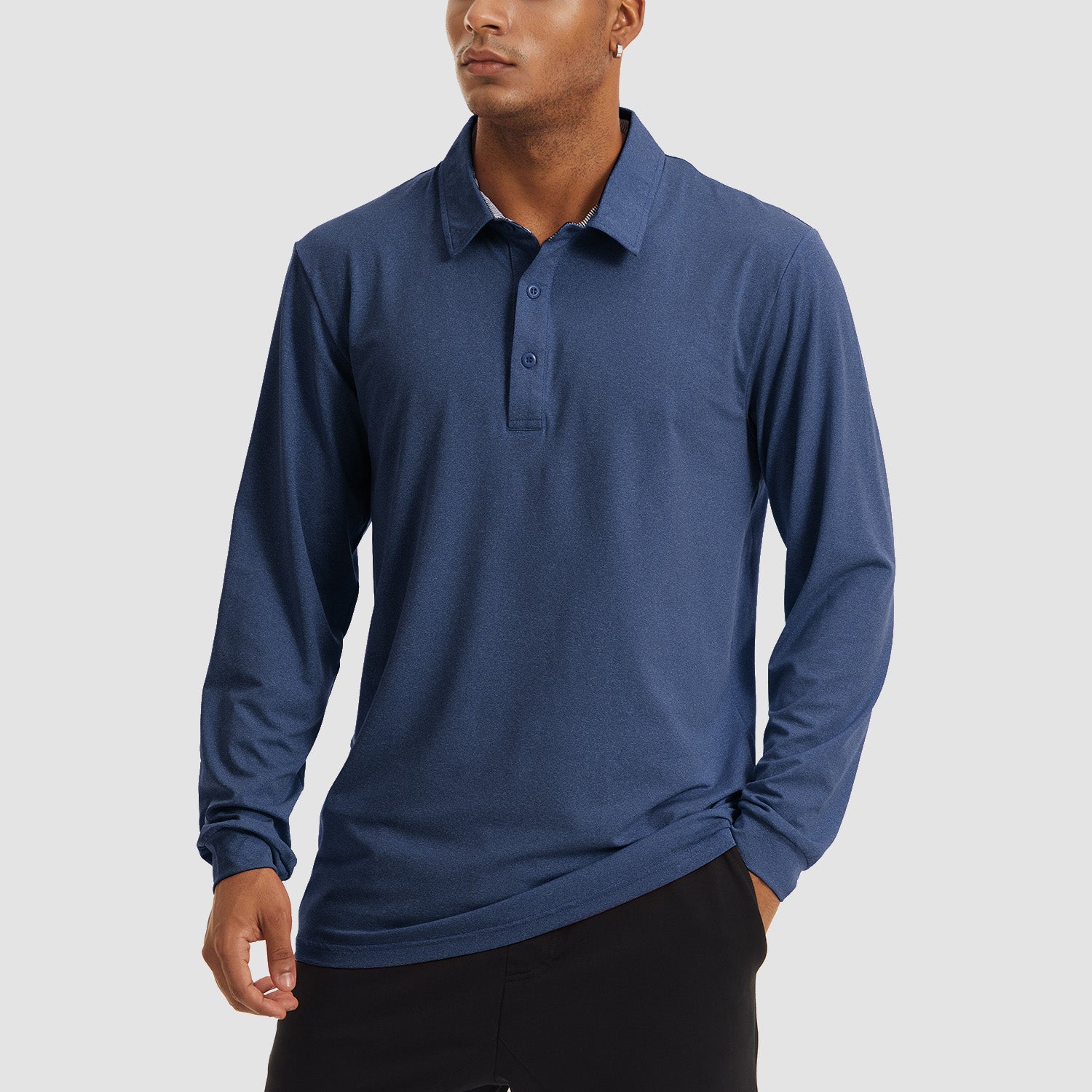 Men's Polo Shirts Long Sleeve Golf Shirts Quick Dry Performance Pique Jersey Sport