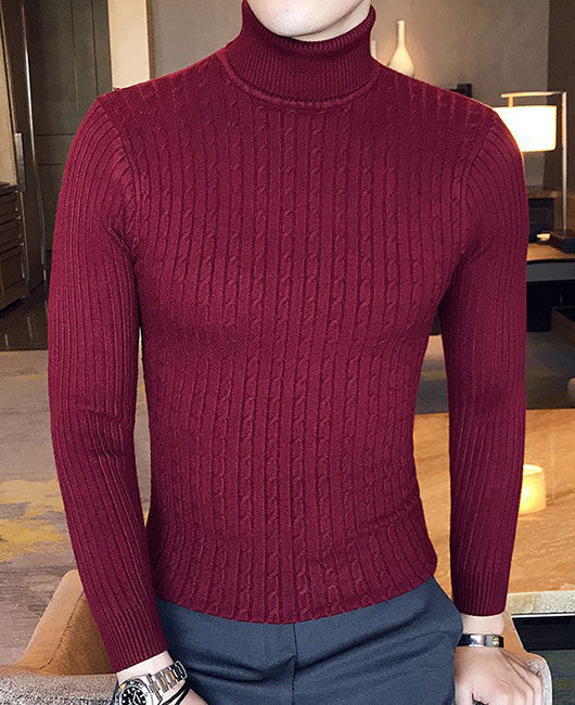 Plain Cable Knit Long Sleeve Sweater