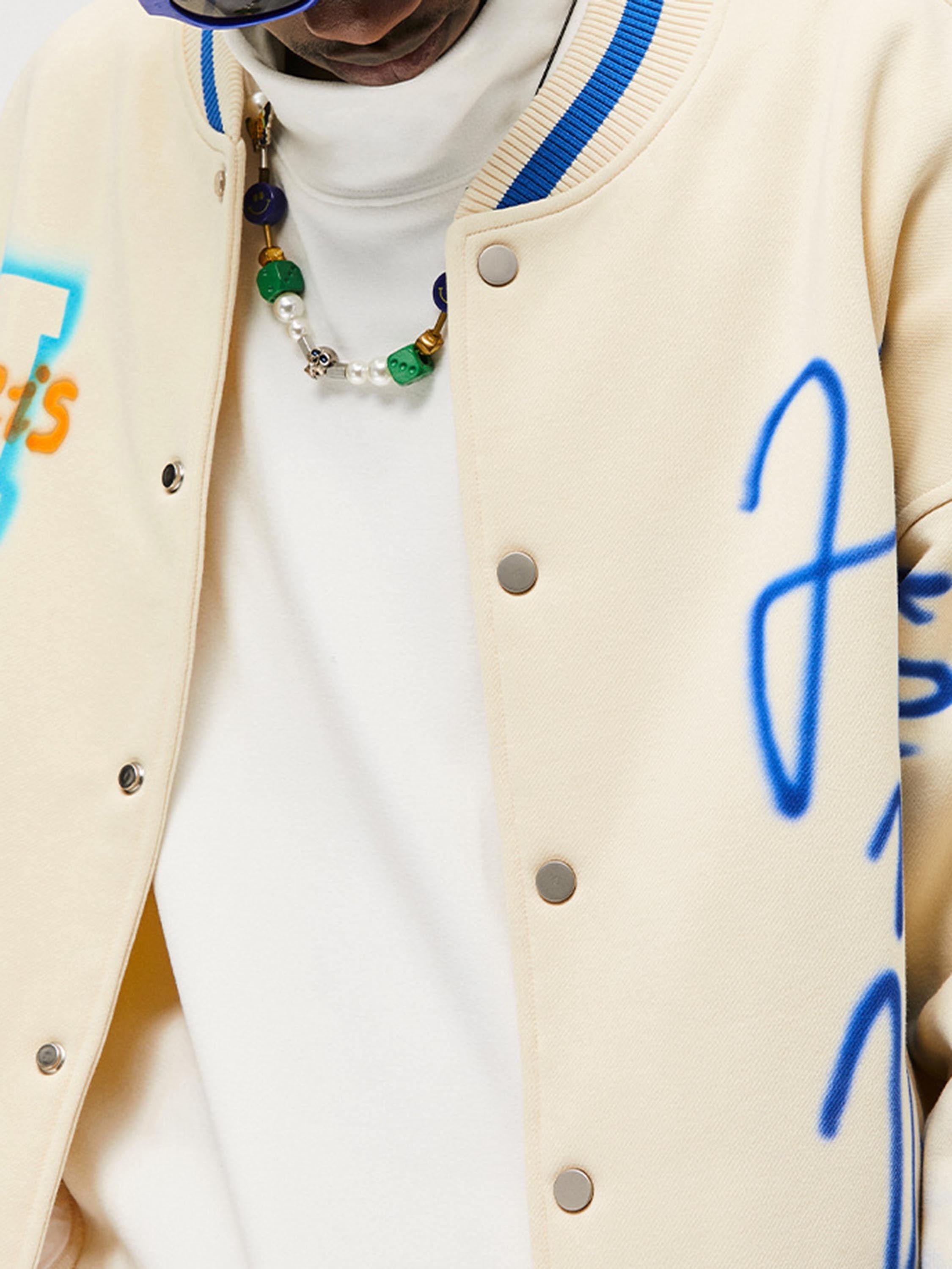 Vimiaparty's American High Street Graffiti Spray-painted Baseball Jacket