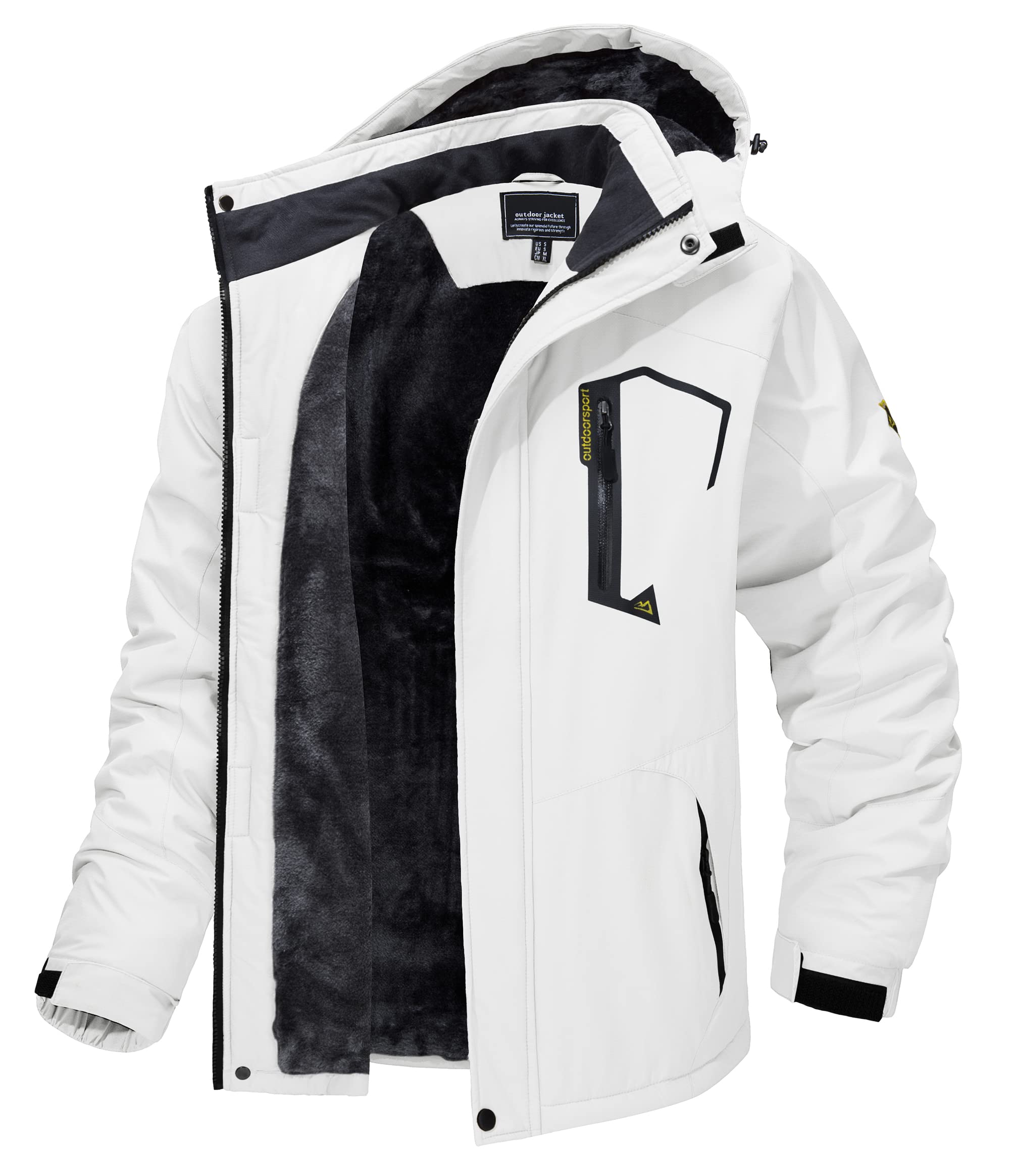 Men's Winter Jacket Water Repellent Ski Snow Jacket Warm Fleece Coat Parka Raincoats With Multi-Pockets